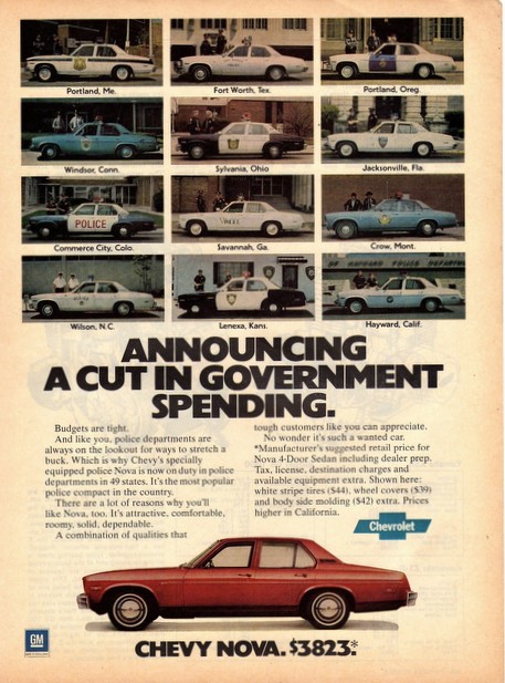 Image of the 1978 Chevy Nova Advertisement with 12 Police Cars